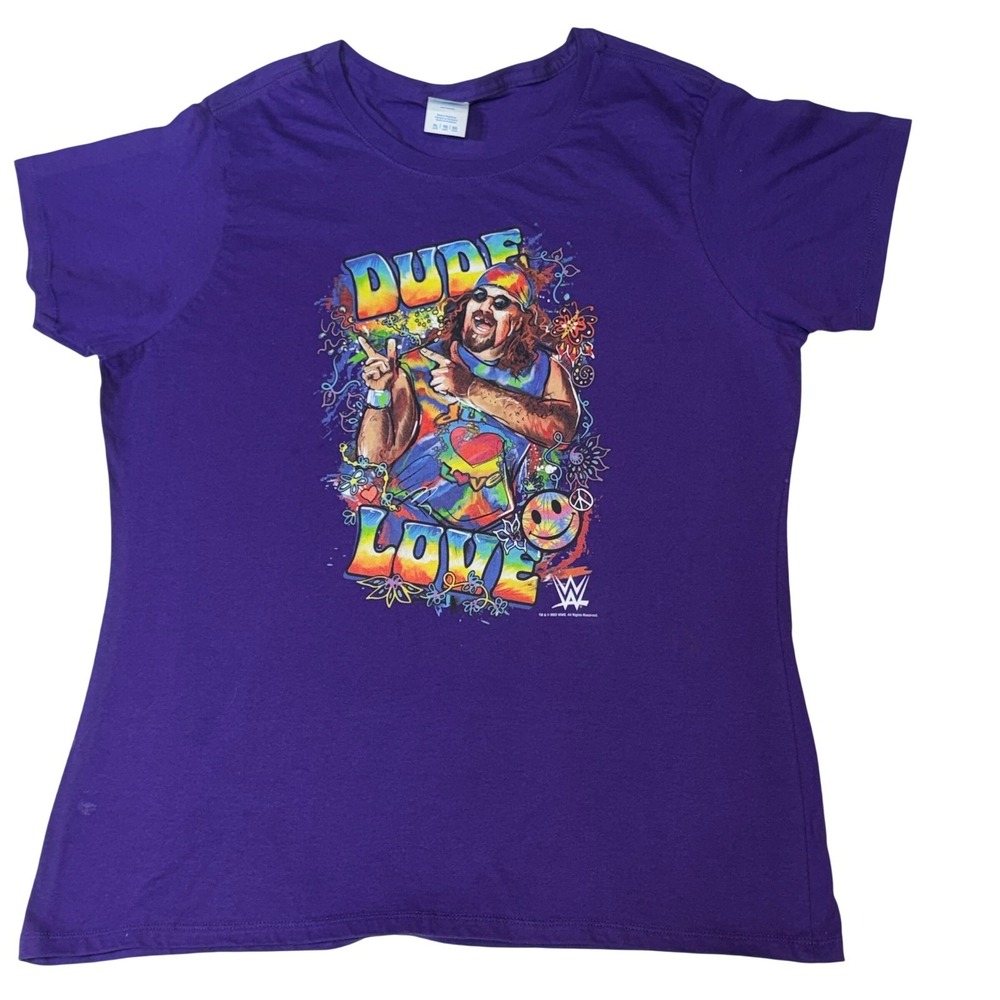 WWE Dude Love Mick Foley Graphic Tee Womens XL Purple Cotton‎ Shirt